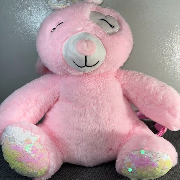 Bunny Rabbit Backpack Bag 13" Pink Plush Sequins Carried Away Easter Gift - Picture 2 of 11